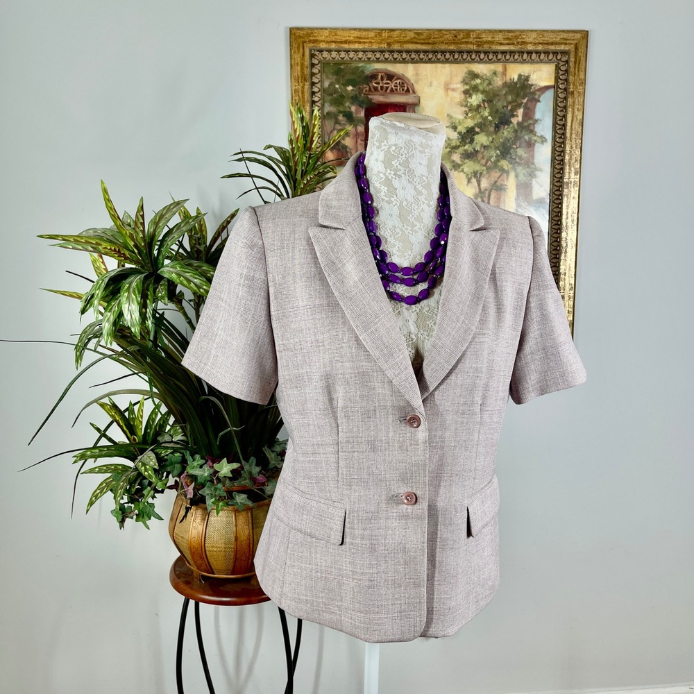 Blacker Stanley Blacker Blazer Women 10 Mauve Pink Polyester Short Sleeve Jacket